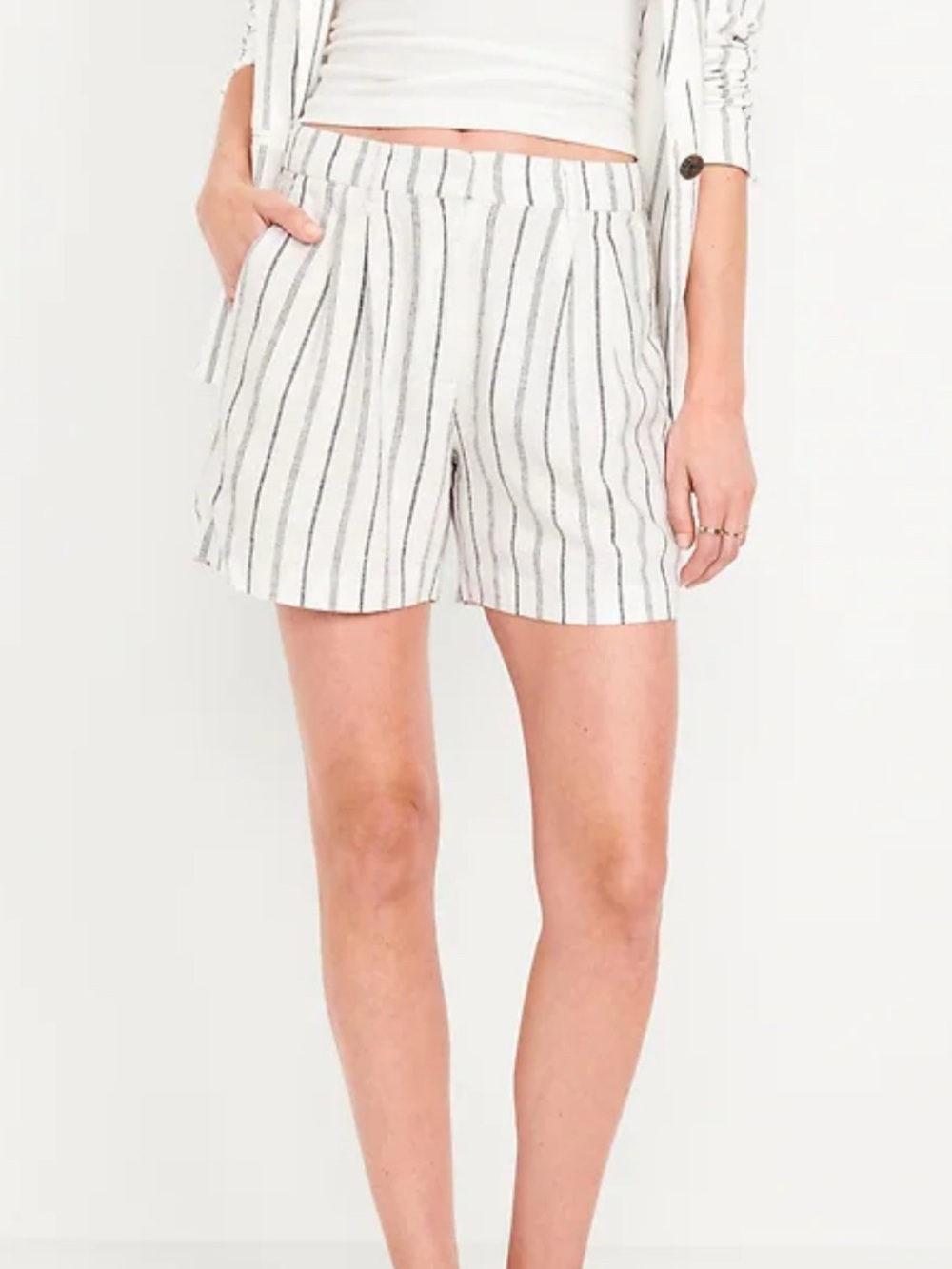 GAP White Shorts with Thin Black Vertical Stripes
